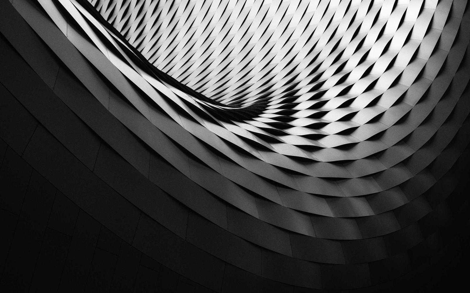 Curved lattice lines of a building facade